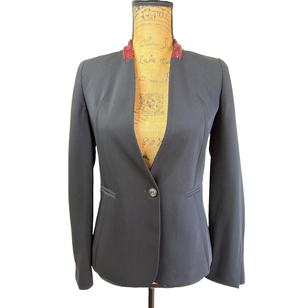 MM6 Maison Margiela Black Blazer Jacket IT 38/US 2 Red Sequin Collar Italy
